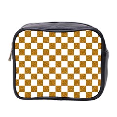 Checkerboard Gold Mini Toiletries Bag (two Sides) by impacteesstreetweargold