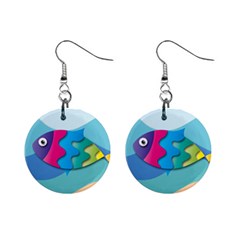 Illustrations Fish Sea Summer Colorful Rainbow Mini Button Earrings by HermanTelo