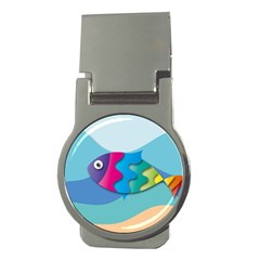 Illustrations Fish Sea Summer Colorful Rainbow Money Clips (round)  by HermanTelo