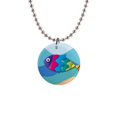 Illustrations Fish Sea Summer Colorful Rainbow 1  Button Necklace