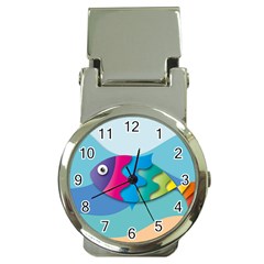 Illustrations Fish Sea Summer Colorful Rainbow Money Clip Watches by HermanTelo