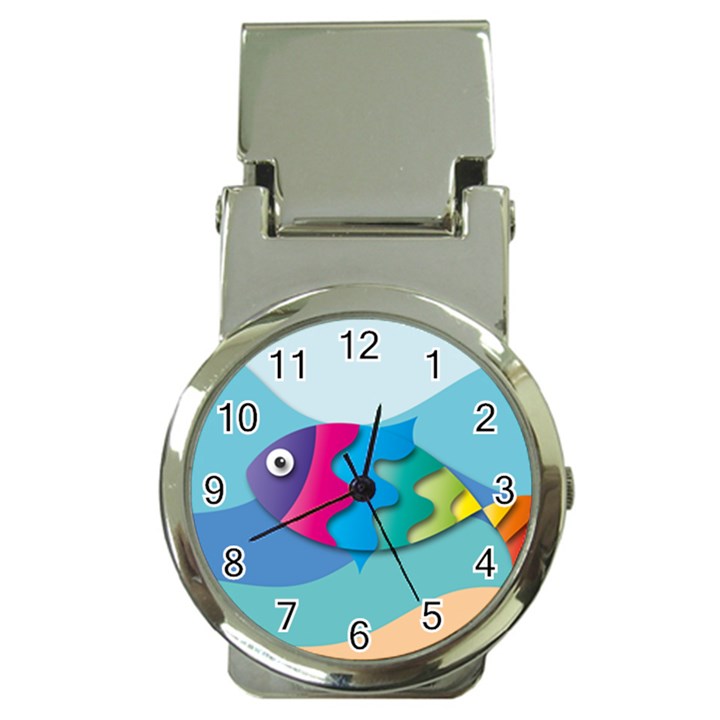 Illustrations Fish Sea Summer Colorful Rainbow Money Clip Watches