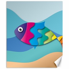 Illustrations Fish Sea Summer Colorful Rainbow Canvas 8  X 10  by HermanTelo