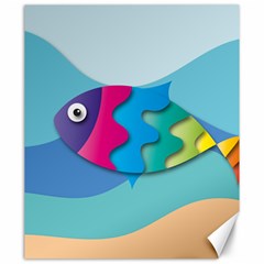 Illustrations Fish Sea Summer Colorful Rainbow Canvas 20  X 24 