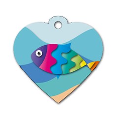 Illustrations Fish Sea Summer Colorful Rainbow Dog Tag Heart (two Sides) by HermanTelo