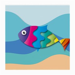 Illustrations Fish Sea Summer Colorful Rainbow Medium Glasses Cloth (2 Sides)