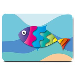 Illustrations Fish Sea Summer Colorful Rainbow Large Doormat 