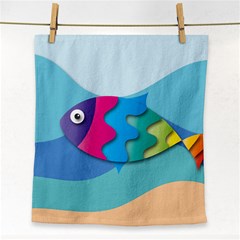 Illustrations Fish Sea Summer Colorful Rainbow Face Towel