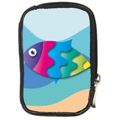 Illustrations Fish Sea Summer Colorful Rainbow Compact Camera Leather Case