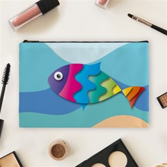 Illustrations Fish Sea Summer Colorful Rainbow Cosmetic Bag (large)