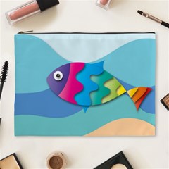 Illustrations Fish Sea Summer Colorful Rainbow Cosmetic Bag (xl)