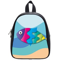 Illustrations Fish Sea Summer Colorful Rainbow School Bag (small)