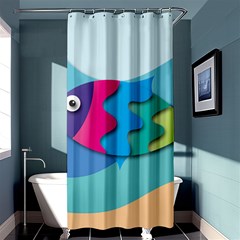 Illustrations Fish Sea Summer Colorful Rainbow Shower Curtain 36  X 72  (stall)  by HermanTelo