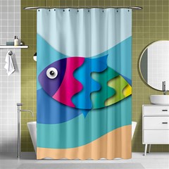 Illustrations Fish Sea Summer Colorful Rainbow Shower Curtain 48  X 72  (small) 