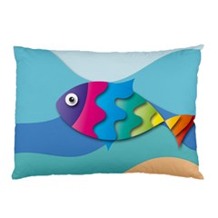 Illustrations Fish Sea Summer Colorful Rainbow Pillow Case (two Sides) by HermanTelo