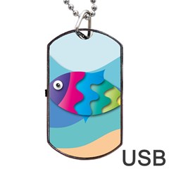 Illustrations Fish Sea Summer Colorful Rainbow Dog Tag Usb Flash (one Side) by HermanTelo