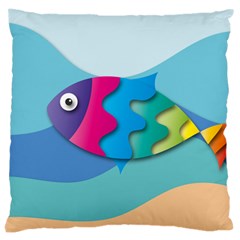 Illustrations Fish Sea Summer Colorful Rainbow Large Cushion Case (one Side)