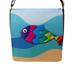 Illustrations Fish Sea Summer Colorful Rainbow Flap Closure Messenger Bag (l)