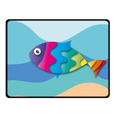 Illustrations Fish Sea Summer Colorful Rainbow Double Sided Fleece Blanket (small) 