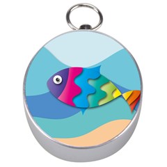 Illustrations Fish Sea Summer Colorful Rainbow Silver Compasses