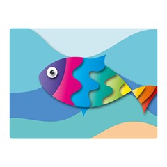 Illustrations Fish Sea Summer Colorful Rainbow Double Sided Flano Blanket (mini) 