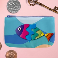 Illustrations Fish Sea Summer Colorful Rainbow Large Coin Purse