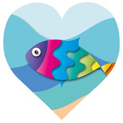 Illustrations Fish Sea Summer Colorful Rainbow Wooden Puzzle Heart by HermanTelo