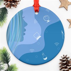 Online Woman Beauty Blue Ornament (round) by Mariart