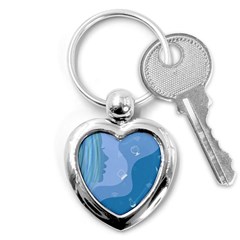 Online Woman Beauty Blue Key Chain (heart) by Mariart