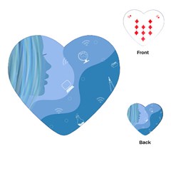 Online Woman Beauty Blue Playing Cards Single Design (heart) by Mariart