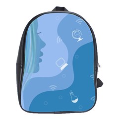 Online Woman Beauty Blue School Bag (large) by Mariart