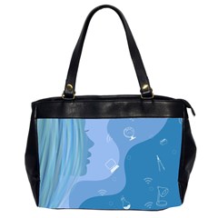 Online Woman Beauty Blue Oversize Office Handbag (2 Sides) by Mariart