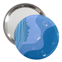 Online Woman Beauty Blue 3  Handbag Mirrors by Mariart