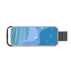 Online Woman Beauty Blue Portable Usb Flash (two Sides) by Mariart