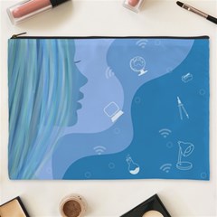 Online Woman Beauty Blue Cosmetic Bag (xxxl) by Mariart