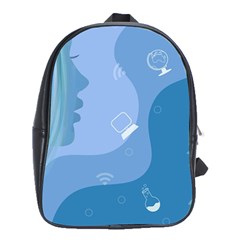 Online Woman Beauty Blue School Bag (xl) by Mariart