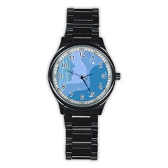 Online Woman Beauty Blue Stainless Steel Round Watch by Mariart