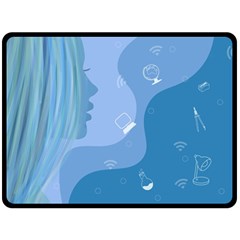 Online Woman Beauty Blue Double Sided Fleece Blanket (large)  by Mariart