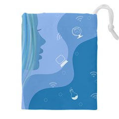 Online Woman Beauty Blue Drawstring Pouch (4xl)