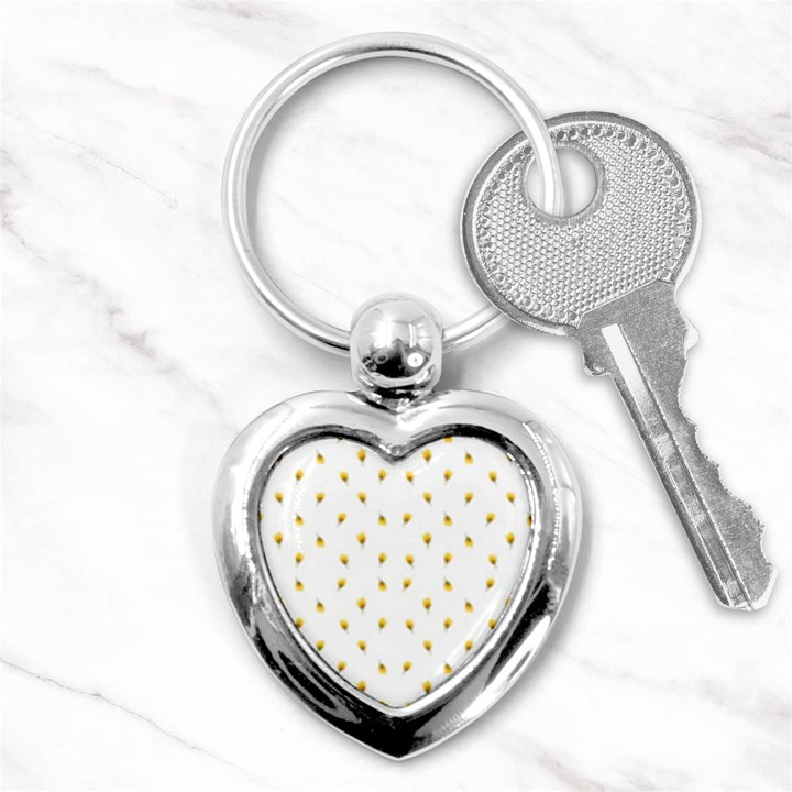 Bright Rose Motif Print Pattern Key Chain (Heart)