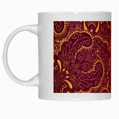 Golden Red Pattern White Mugs by designsbymallika