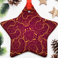 Golden Red Pattern Star Ornament (two Sides) by designsbymallika