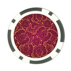 Golden Red Pattern Poker Chip Card Guard (10 Pack) by designsbymallika