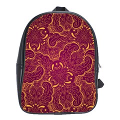 Golden Red Pattern School Bag (large) by designsbymallika