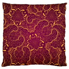 Golden Red Pattern Large Cushion Case (one Side) by designsbymallika