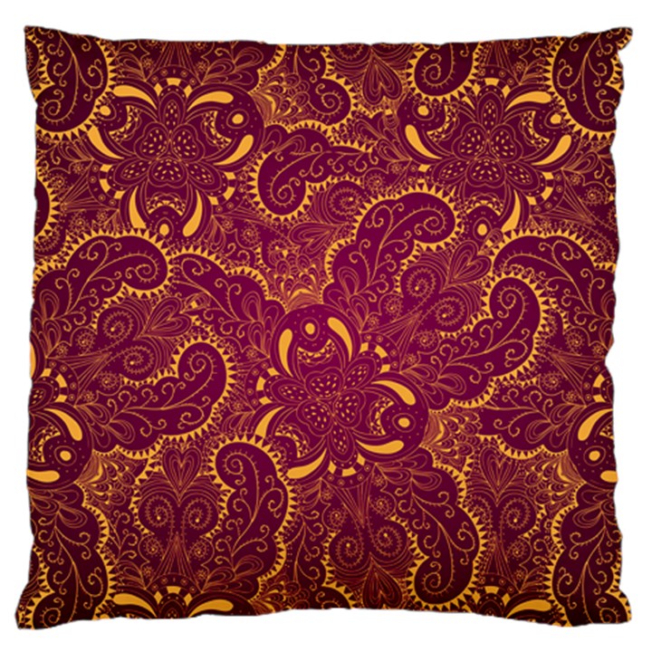 Golden Red Pattern Large Cushion Case (Two Sides)