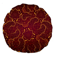 Golden Red Pattern Large 18  Premium Round Cushions by designsbymallika