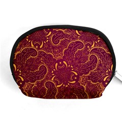 Golden Red Pattern Accessory Pouch (medium) by designsbymallika