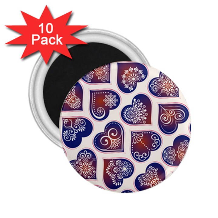 Heart Mandala 2.25  Magnets (10 pack) 