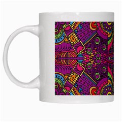 Colorful Boho Pattern White Mugs by designsbymallika